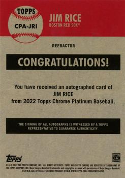 2022 Topps Chrome Platinum Anniversary - Autographs #CPA-JRI Jim Rice Back