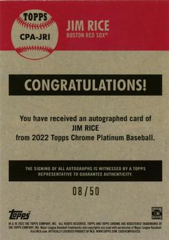 2022 Topps Chrome Platinum Anniversary - Autographs Gold Refractor #CPA-JRI Jim Rice Back