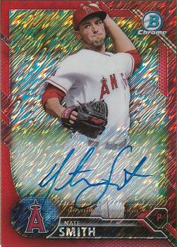 2016 Bowman - Chrome Prospect Autographs Red Shimmer Refractor #CPA-NS Nate Smith Front