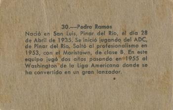 1956-57 Chicle Peloteros Cuban League #30 Pedro Ramos Back