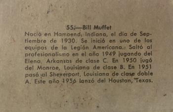 1956-57 Chicle Peloteros Cuban League #55 Bill Muffett Back