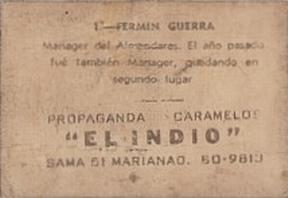 1948-49 Caramelos El Indio #1 Fermin Guerra Back