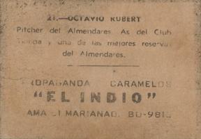 1948-49 Caramelos El Indio #21 Octavio Rubert Back