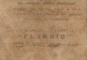 1948-49 Caramelos El Indio #25 Miguel Angel Gonzalez Back