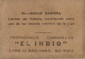 1948-49 Caramelos El Indio #29 Emilio Cabrera Back