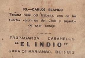 1948-49 Caramelos El Indio #35 Carlos Blanco Back