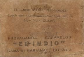 1948-49 Caramelos El Indio #75 Jose Maria Fernandez Back