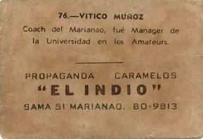 1948-49 Caramelos El Indio #76 Vitico Munoz Back