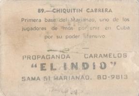 1948-49 Caramelos El Indio #89 Chiquitin Cabrera Back