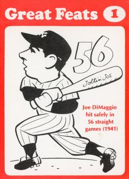 1972 Laughlin Great Feats of Baseball (Red) #1 Joe DiMaggio Front