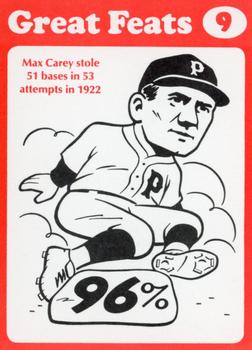 1972 Laughlin Great Feats of Baseball (Red) #9 Max Carey Front