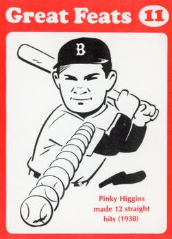 1972 Laughlin Great Feats of Baseball (Red) #11 Pinky Higgins Front