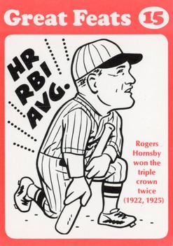 1972 Laughlin Great Feats of Baseball (Red) #15 Rogers Hornsby Front