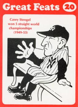1972 Laughlin Great Feats of Baseball (Red) #20 Casey Stengel Front