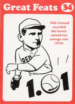 1972 Laughlin Great Feats of Baseball (Red) #34 Hub Leonard Front