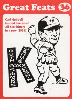 1972 Laughlin Great Feats of Baseball (Red) #36 Carl Hubbell Front