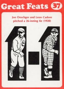 1972 Laughlin Great Feats of Baseball (Red) #37 Joe Oeschger / Leon Cadore Front