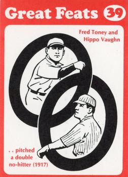 1972 Laughlin Great Feats of Baseball (Red) #39 Fred Toney / Hippo Vaughn Front