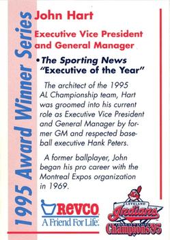 1996 Revco Cleveland Indians 1995 Award Winner Series #NNO John Hart Back