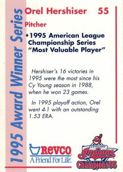 1996 Revco Cleveland Indians 1995 Award Winner Series #NNO Orel Hershiser Back