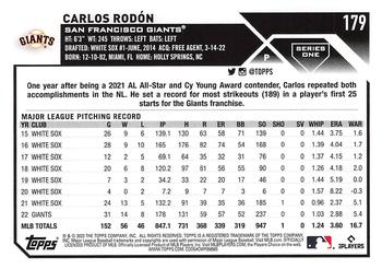 2023 Topps - Gold Star #179 Carlos Rodón Back