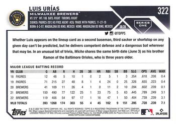 2023 Topps - Gold Star #322 Luis Urias Back