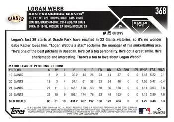 2023 Topps - Gold Star #368 Logan Webb Back