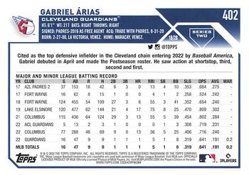 2023 Topps - Gold Star #402 Gabriel Arias Back