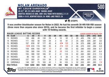 2023 Topps - Gold Star #500 Nolan Arenado Back