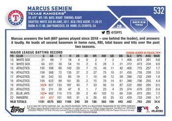 2023 Topps - Gold Star #532 Marcus Semien Back