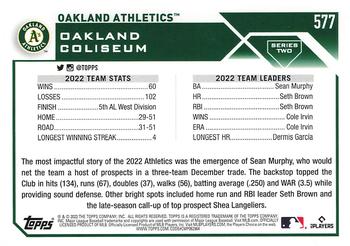 2023 Topps - Gold Star #577 Oakland Athletics Back