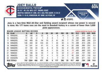 2023 Topps - Gold Star #604 Joey Gallo Back