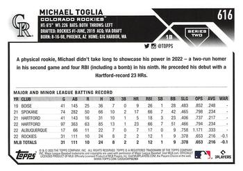 2023 Topps - Gold Star #616 Michael Toglia Back