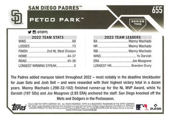 2023 Topps - Gold Star #655 San Diego Padres Back