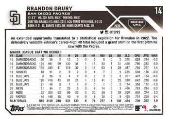 2023 Topps - 582 Montgomery Club Foil Stamped #14 Brandon Drury Back