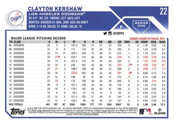 2023 Topps - 582 Montgomery Club Foil Stamped #22 Clayton Kershaw Back