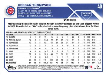 2023 Topps - 582 Montgomery Club Foil Stamped #40 Keegan Thompson Back