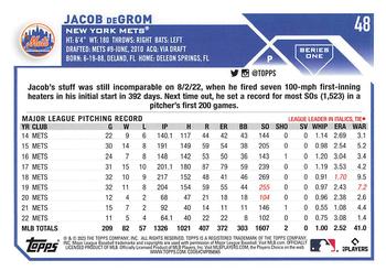 2023 Topps - 582 Montgomery Club Foil Stamped #48 Jacob deGrom Back