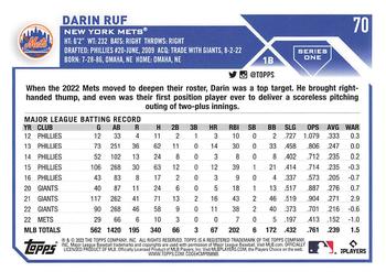 2023 Topps - 582 Montgomery Club Foil Stamped #70 Darin Ruf Back