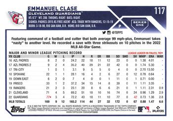 2023 Topps - 582 Montgomery Club Foil Stamped #117 Emmanuel Clase Back