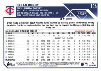 2023 Topps - 582 Montgomery Club Foil Stamped #136 Dylan Bundy Back