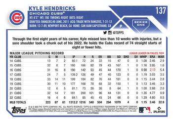 2023 Topps - 582 Montgomery Club Foil Stamped #137 Kyle Hendricks Back