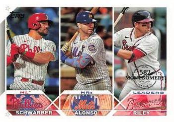 2023 Topps - 582 Montgomery Club Foil Stamped #178 NL HRs Leaders (Kyle Schwarber / Pete Alonso / Austin Riley) Front