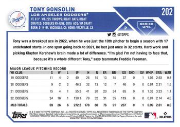 2023 Topps - 582 Montgomery Club Foil Stamped #202 Tony Gonsolin Back