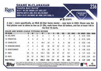 2023 Topps - 582 Montgomery Club Foil Stamped #236 Shane McClanahan Back