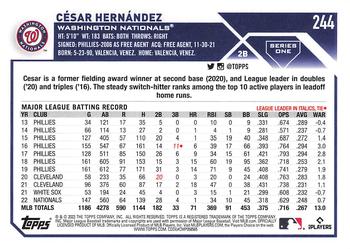 2023 Topps - 582 Montgomery Club Foil Stamped #244 Cesar Hernandez Back