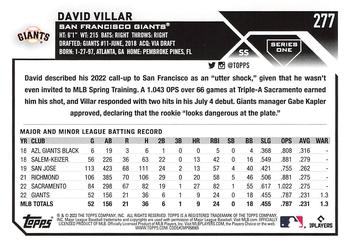 2023 Topps - 582 Montgomery Club Foil Stamped #277 David Villar Back