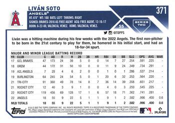 2023 Topps - 582 Montgomery Club Foil Stamped #371 Livan Soto Back