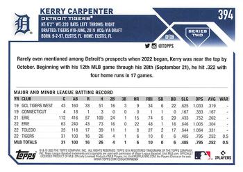 2023 Topps - 582 Montgomery Club Foil Stamped #394 Kerry Carpenter Back