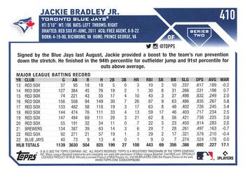 2023 Topps - 582 Montgomery Club Foil Stamped #410 Jackie Bradley Jr. Back
